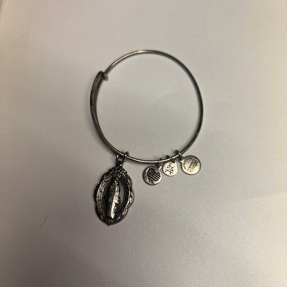 Alex and Ani Silver-Tone Bangle Bracelet Mother Mary Shine Your Life Grace on Me - Picture 1 of 6